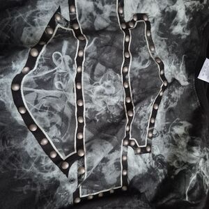 Black and Gray Harley Davidson Graphic Tee with Studded Design